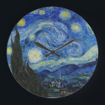 The Starry Night, 1889 by Vincent van Gogh Große Wanduhr<br><div class="desc">The Starry Night,  1889 by Vincent van Gogh. It depicts the view from the east-facing window of his asylum room at Saint-Rémy-de-Provence,  just before sunrise,  with the addition of an imaginary village.</div>