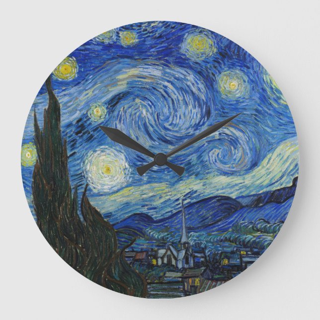 The Starry Night, 1889 by Vincent van Gogh Große Wanduhr (Vorderseite)