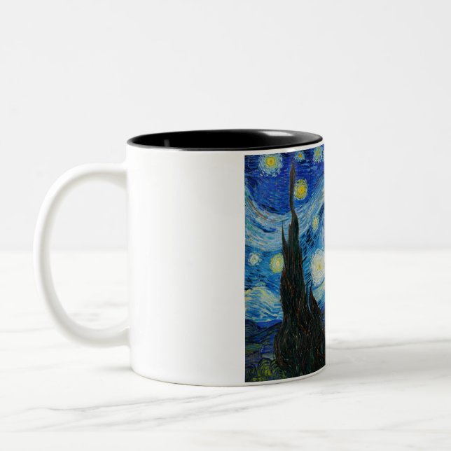 The Starry Night 1889 by Vincent van Gogh Zweifarbige Tasse (Links)