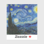 The Starry Night, 1889 von Vincent van Gogh Aufkleber<br><div class="desc">The Starry Night,  1889 von Vincent van Gogh. Es zeigt den Blick von der Ostwand seines Asylzimmers in Saint-Rémy-de-Provence,  kurz vor Sonnenaufgang,  mit der Ergänzung eines imaginären Dorfes.</div>
