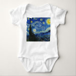The Starry Night, 1889 von Vincent van Gogh Baby Strampler<br><div class="desc">The Starry Night,  1889 von Vincent van Gogh. Es zeigt den Blick von der Ostwand seines Asylzimmers in Saint-Rémy-de-Provence,  kurz vor Sonnenaufgang,  mit der Ergänzung eines imaginären Dorfes.</div>