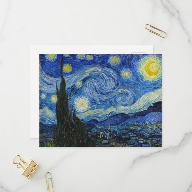 The Starry Night, 1889 von Vincent van Gogh Einladungspostkarte (Vorderseite/Rückseite Beispiel)
