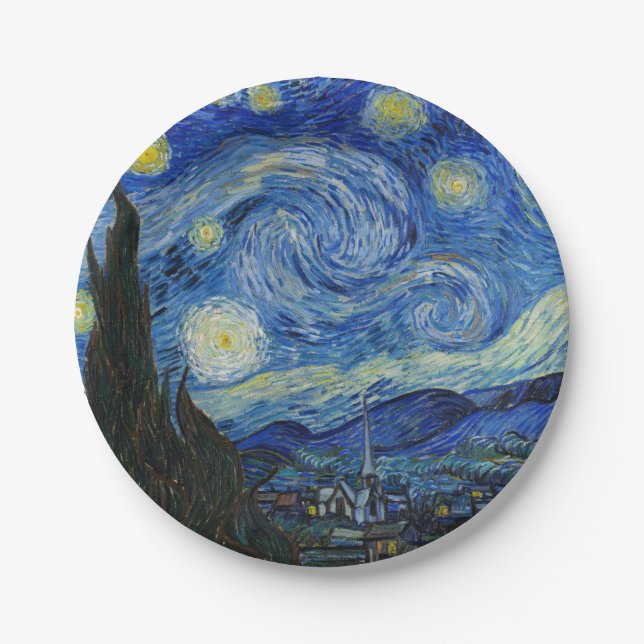 The Starry Night, 1889 von Vincent van Gogh Pappteller (Vorderseite)