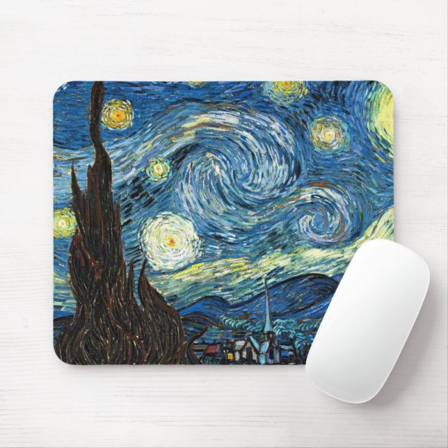 The Starry Night by Vincent Van Gogh Mousepad (Mit Mouse)