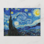 The Starry Night Van Gogh Art Print Postkarte<br><div class="desc">Dieses ikonische Gemälde von Vincent van Gogh aus dem Jahr 1889 zeigt eine Szene,  die von der Aussicht seines Schlafzimmers in dem Asyl,  in dem er bleibe,  ausgeht. Es verwendet reiche blaue Pigmente und ziemlich seltene Indianerfarbstoffe. Überraschenderweise schien es ihm nicht besonders zu gefallen.</div>