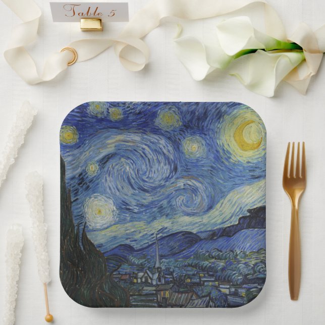 The Starry Night (Vincent van Gogh) (berühmte Kuns Pappteller (Hochzeit)