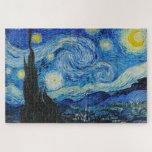 The Starry Night - Vincent Van Gogh Puzzle<br><div class="desc">View from the psychiatric hospital at Saint-Rémy-de-Provence (France),  just before sunrise,  with addition of an imaginary village. Oil on canvas (1889) by Dutch painter Vincent van Gogh.</div>