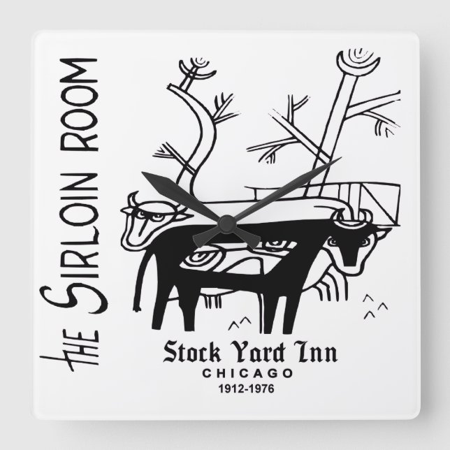 The Stock Yard Inn's Sirloin Room, Chicago, IL Quadratische Wanduhr (Vorderseite)