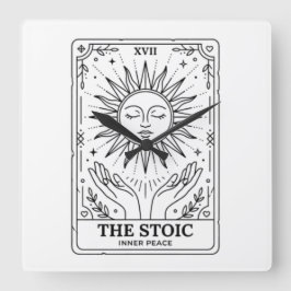 The Stoic Tarot Card Quadratische Wanduhr