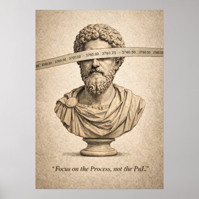 The Stoic Trader, Process vs PnL, Forex Trading Poster (Vorne)