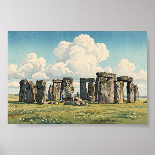 The Stonehenge Japanese Woodblock Print Poster (Vorne)