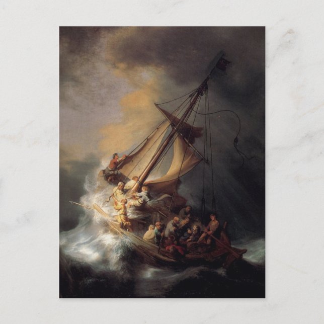 The-Storm-on-Sea-of-Galilee-by-Rembrandt Postkarte (Vorderseite)