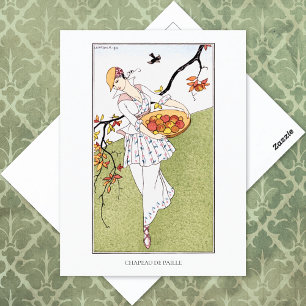 The Straw Hat George Barbier Fashion Postkarte