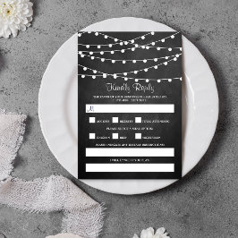 The String Lights On Chalkboard Wedding Collection RSVP Karte