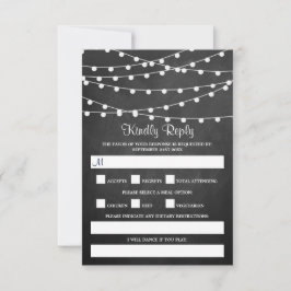 The String Lights On Chalkboard Wedding Collection RSVP Karte