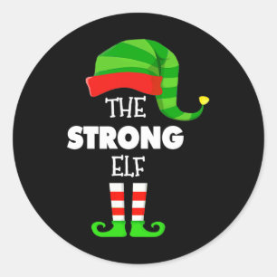 The Strong Elf Group Matching Family Christmas Pjs Runder Aufkleber