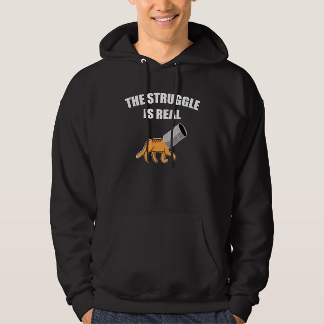 The Struggle Is Real Cat Toilet Paper Roll Hoodie (Vorderseite)