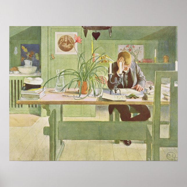 The Study Room, 1908 von Carl Larsson Poster (Vorne)