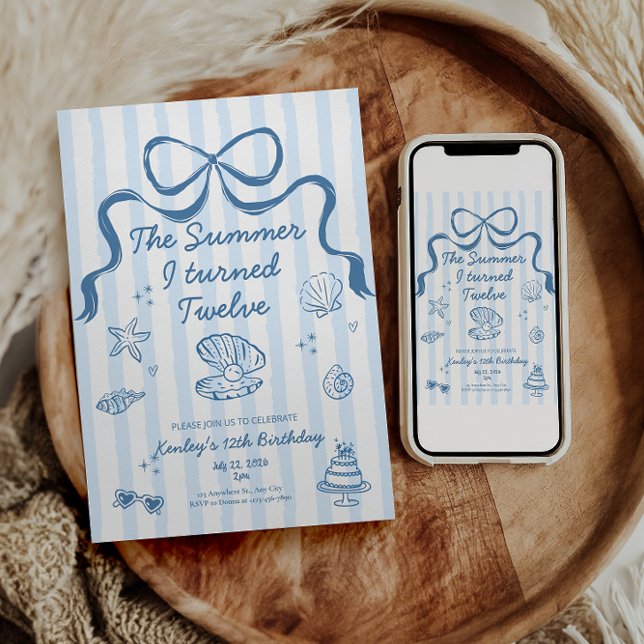 The Summer I turned 12 Birthday Invitation Einladung (Von Creator hochgeladen)