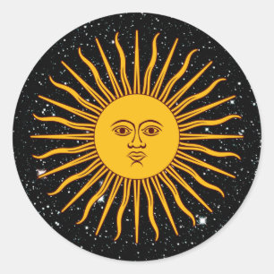 The SUN OF MAY (Sol De Mayo) Space Thema ~ Runder Aufkleber