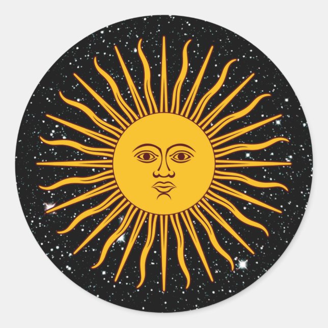 The SUN OF MAY (Sol De Mayo) Space Thema ~ Runder Aufkleber (Vorderseite)