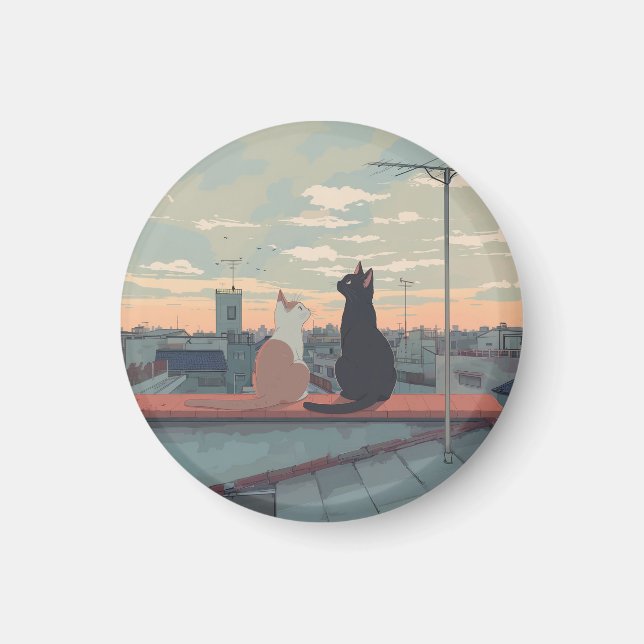 The sunset on a rooftop fotodruck magnet (Vorne)