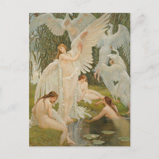 The Swan Maidens von Walter Crane Postkarte (Vorderseite)