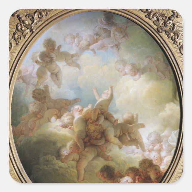 The Swarm of Cupids, c.1767 Quadratischer Aufkleber (Vorderseite)