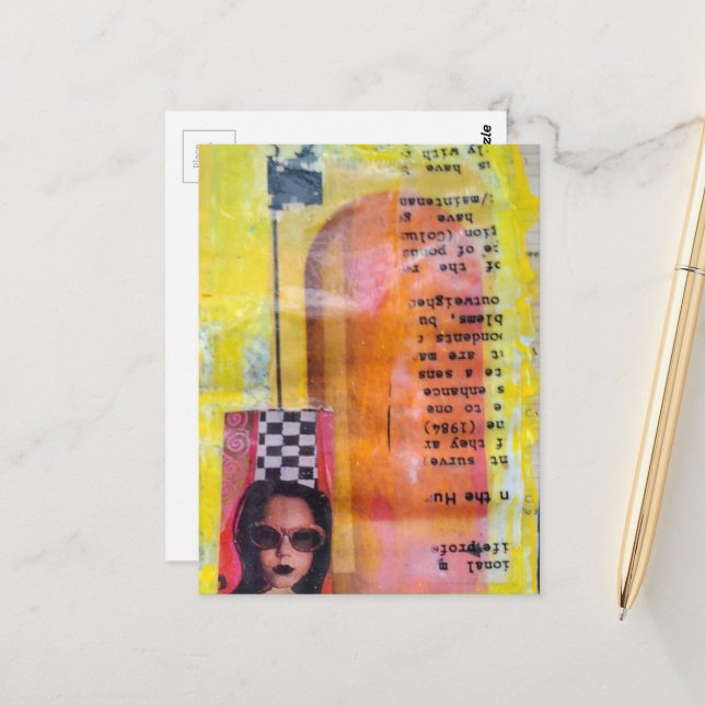 The Sweet Treat Mixed Media Collage Postkarte (Vorderseite/Rückseite Beispiel)