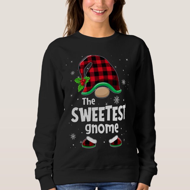 The Sweetest Gnome Buffalo Plaid Christmas Matchin Sweatshirt (Vorderseite)