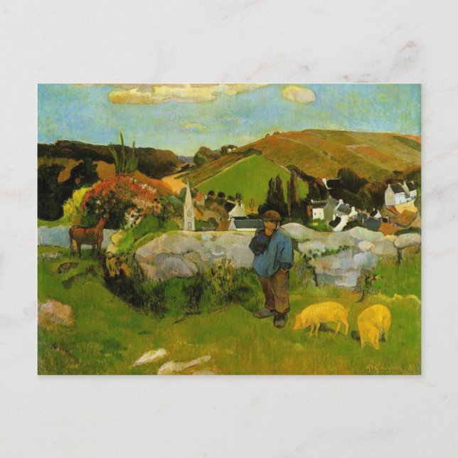 The Swineherd, Bretagne von Paul Gauguin Postkarte (Vorderseite)