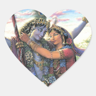 The Swing Pastime - Radha und Krishna Herz-Aufkleber