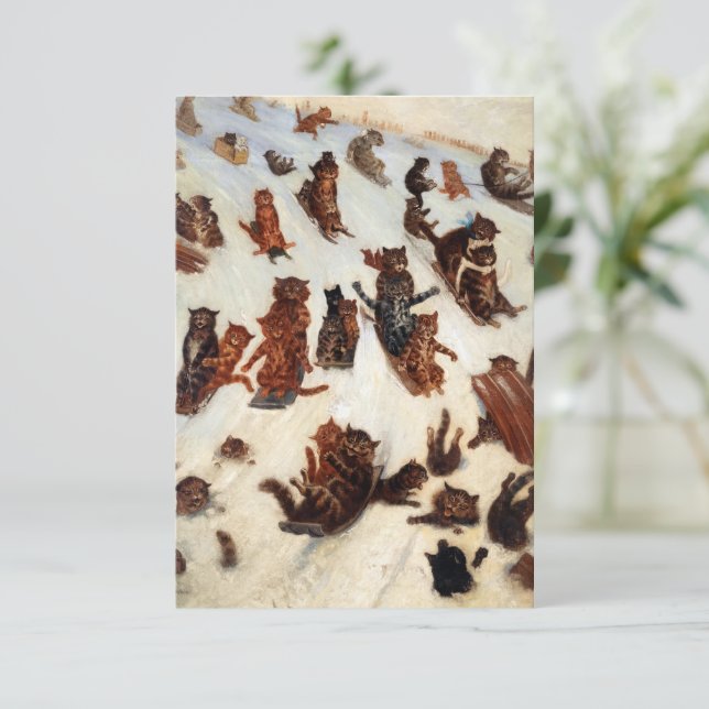 The Tabby Toboggan Club von Louis William Wain Begleitkarte (Stehend Vorderseite)