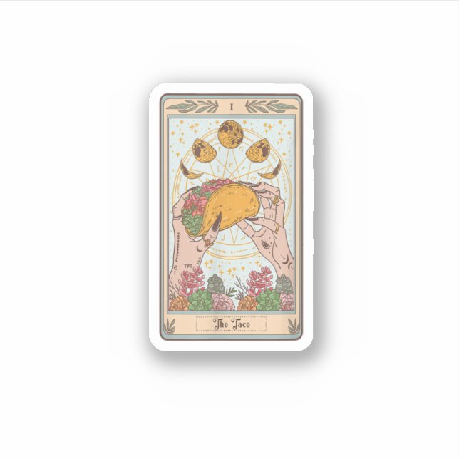 The Taco Tarot Card Funny Taco Lover Tacos Mexican Aufkleber (Vorderseite)