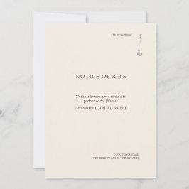 The Taper Flame- Religious Rite Notice Invitation Einladung