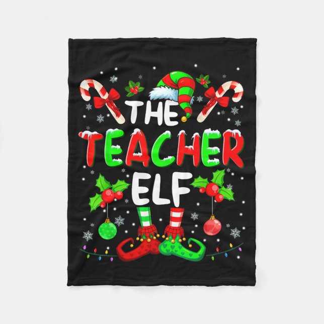 The Teacher Elf Costume Pajamas Pjs Christmas Xmas Fleecedecke (Vorderseite)