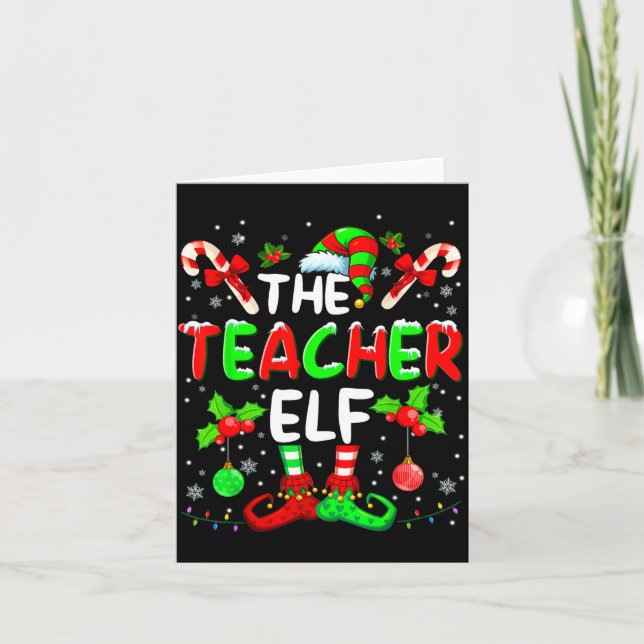 The Teacher Elf Costume Pajamas Pjs Christmas Xmas Karte (Vorderseite)