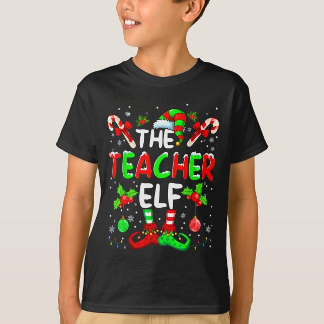The Teacher Elf Costume Pajamas Pjs Christmas Xmas T-Shirt (Vorderseite)