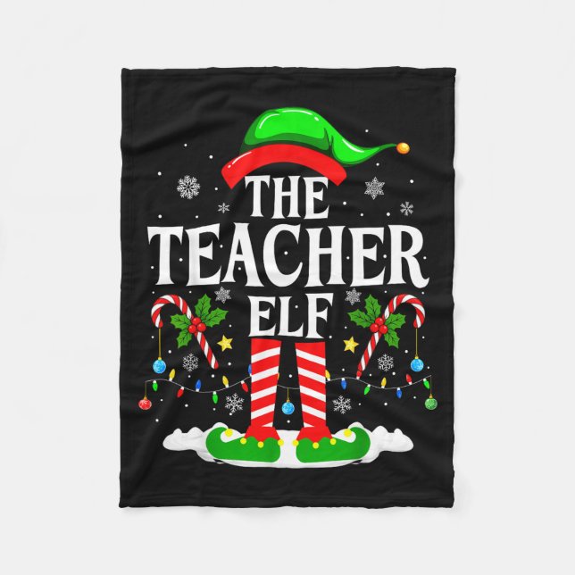 The Teacher Elf Funny Xmas Teachers Christmas Teac Fleecedecke (Vorderseite)