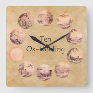 The Ten Oxherding Pictures Quadratische Wanduhr