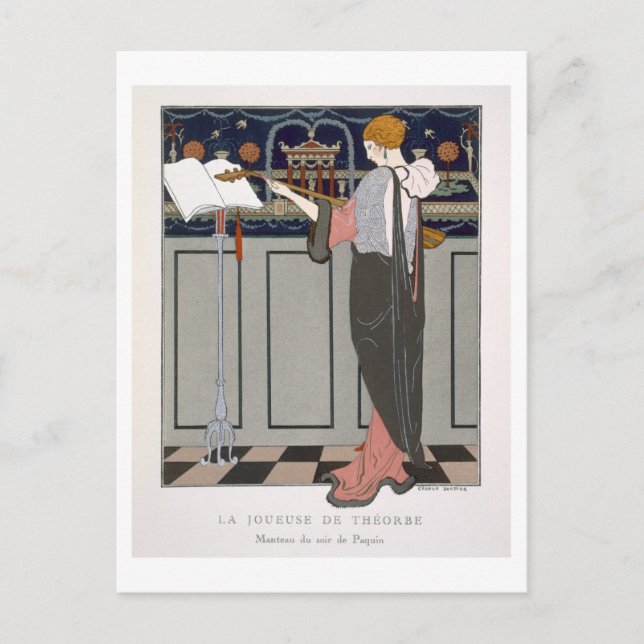 The Theorbo Player, Design für einen Abend von Postkarte (Vorderseite)