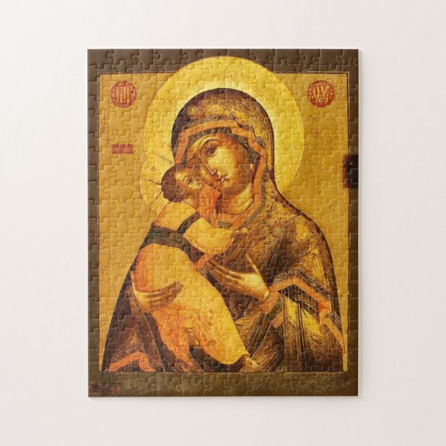 The Theotokos and Christ Child Orthodox Icon Puzzle (Vertikal)