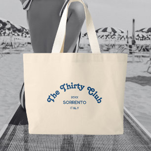 The Thirty Club Retro Blue Custom Wappen Jumbo Stoffbeutel