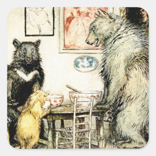 "The Three Bears" von Arthur Rackham Quadratischer Aufkleber