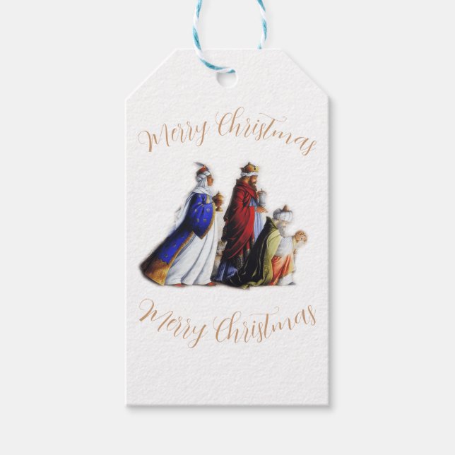 The Three Magi Bearing Geschenke & Weihnachtsgrüße Geschenkanhänger (Vorderseite)