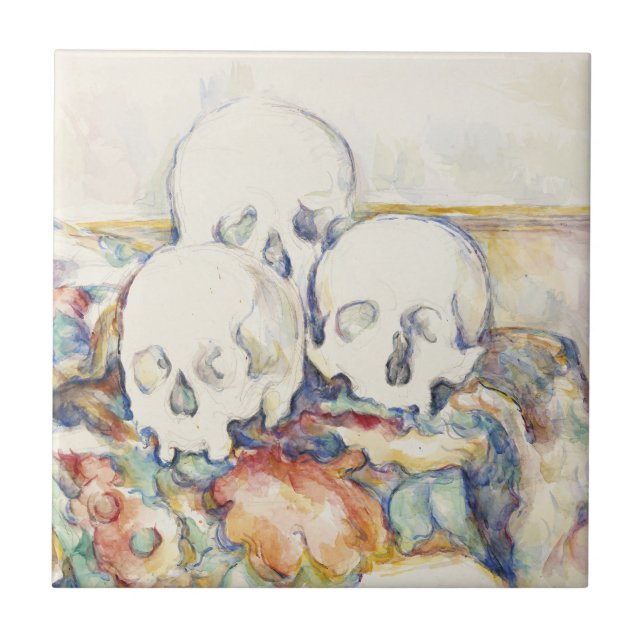 The Three Skulls von Paul Cézanne Classic Malerei Fliese (Vorderseite)