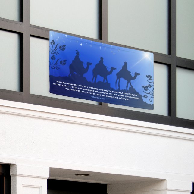 The Three Wisemen Blue Star Weihnachten Church Banner (Äußeres Gebäude)