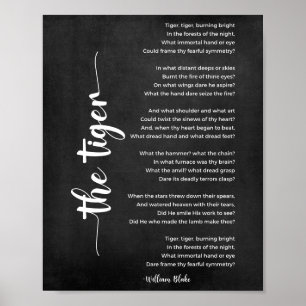 The Tiger Gedicht von William Blake Black and Whit Poster