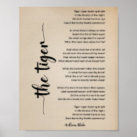 The Tiger Gedicht von William Blake Vintage Poster
