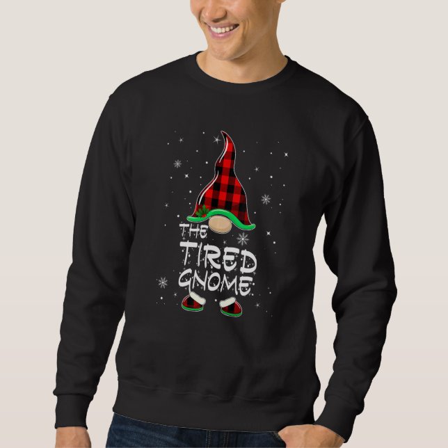 The Tired Gnome Red Buffalo Plaid Christmas Pajama Sweatshirt (Vorderseite)